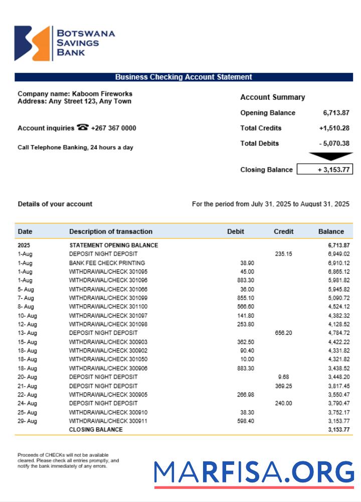 Blank Savings Bank enterprise statement Word and PDF format sample